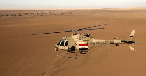 An Iraqi Army Bell IA-407 helicopter flies over northern Iraq in November 2016.