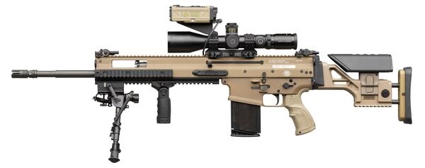 FN SCAR-H precision rifle fitted with Elity ballistic calculator.