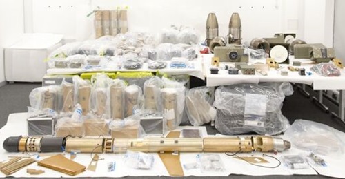 A photograph released by the UK Ministry of Defence on 7 July 2022 shows the weapons found by HMS 
        
         when it searched vessels off southern Iran on 28 January 2022 and 25 February 2022. A 358 SAM is laid out at the front and eng...
