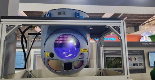 The new SWIR REV III - developed by the DRDO's Instruments Research and Development Establishment - displayed at the Aero India 2023 show in Bangalore.