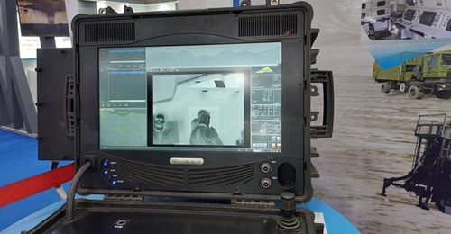 The Teevra Drushti electro-optical/infrared system was displayed at Aero India 2023.