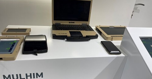 The SAMI Mulhim BMS solution in the Vehicular and Dismounted Soldier configurations is pictured at IDEX 2023.
