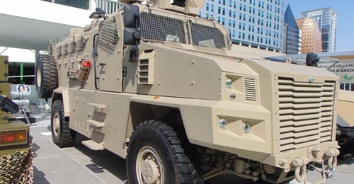 The Kasser 2 MRAP displayed on IGG's outdoor stand at IDEX 2023.