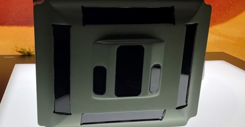 Saab's LWS-700 self-protection system, displayed at IDEX 2023.
