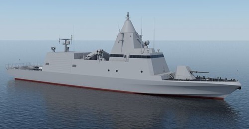 A computer-generated image of the BR71 MK II corvette design.