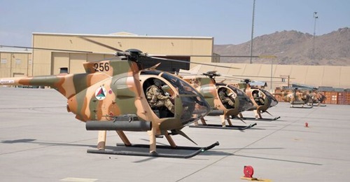 Washington is to transfer to the UAE some of the work needed to support the Afghanistan fleet of MD 530F helicopters. This is part of a wider move to provide 'over-the-horizon' support to Kabul once US troops leave later in the year.