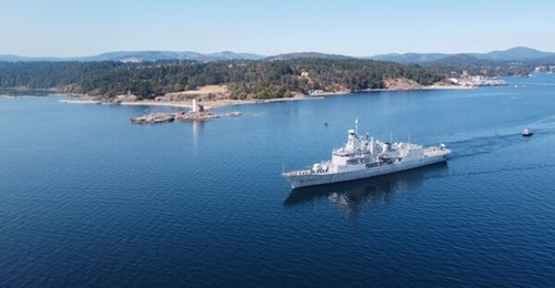 HMNZS 
        
         on post-refit trials. 
        
         and sister ship HMNZS 
        
         are to receive a major communications upgrade.