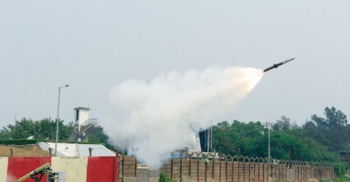 India's Defence Research and Development Organisation (DRDO) test-flies a very short-range air-defence system missile in Odisha on 14 March 2023. The missile has a length of 2 m, a diameter of 0.09 m, and a weight of 21 kg.