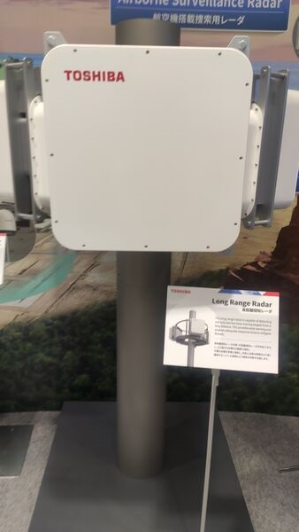 Toshiba displayed its C-UAS, incorporating a long-range radar, at the DSEI Japan 2023 show in Chiba.