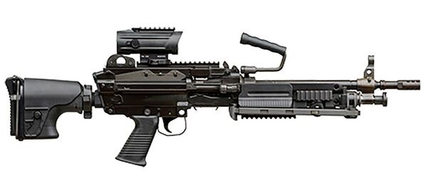 The FN Minimi Mk 3 is a belt-fed, fully automatic, gas-operated, air-cooled LMG. The barrel of Mk 3 is chambered for 5.56×45 mm, and it is available in two lengths - 349 mm and 465 mm.