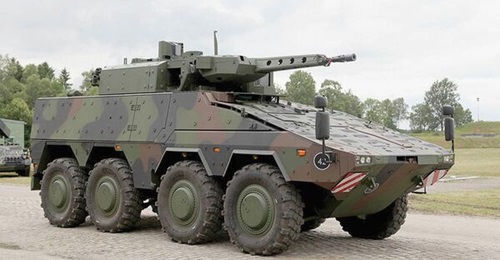 Rheinmetall Defence Australia's Boxer CRV, the variant of the ARTEC Boxer designed for the Australian project Land 400 Phase 2 requirement, and fitted with the Lance two-person turret armed with the MK30-2/ABM cannon.
