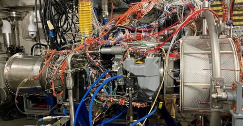 The T901-GE-900 prototype engine installed at General Electric's test facility.