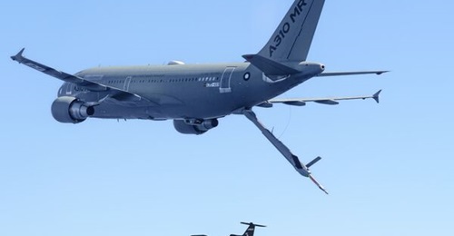 Airbus demonstrated its Auto'Mate autonomous aerial refuelling of drones using an A310 MRTT and DT-25 target drones during two trials held earlier in March 2023.