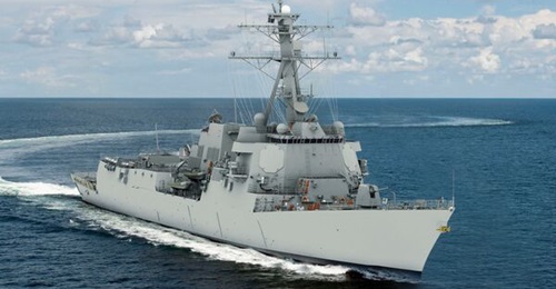 An artist's rendition of the Flight III DDG 51 shows the new AN/SPY-6(V) radar antenna array.