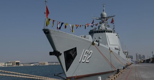 China's Type 052D destroyer, 
        
        , seen here, participating in NAVDEX 2023 in Abu Dhabi.