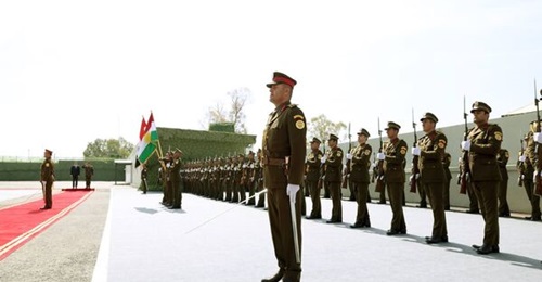 Iraqi Kurdish soldiers on parade during the inauguration of the 1st and 2nd Peshmerga divisions.