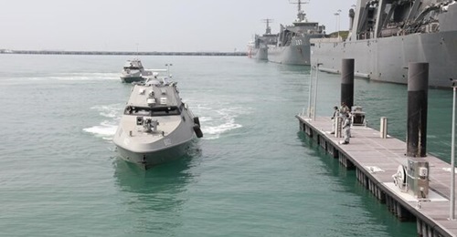 The Republic of Singapore Navy's MARSEC USVs, seen here arriving at RSS Singapura - Changi Naval Base.