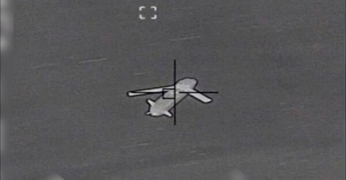 An infra-red image showing South Korea's new long-range air-to-surface missile in flight.