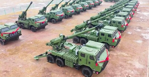 Norinco delivered 56 SH-15 155 mm/52 calibre wheeled self-propelled howitzers (SPHs) to the Pakistan Army. The picture shows at least 18 examples of SH-15 with an artillery brigade under the People's Liberation Army Ground Force's 83rd Group Army.