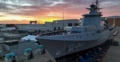 Australia's first Arafura-class OPV, seen here ahead of its launch.