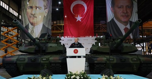 The TSK received its first two Altay MBTs for testing from BMC during a ceremony at the manufacturer's plant at the Turkish Ministry of National Defense's Arifiye Campus on 23 April, in the presence of President Recep Tayyip Erdogan.