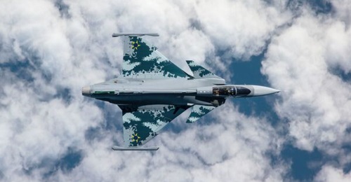 Flight test with the first Brazilian Gripen E fighter aircraft.