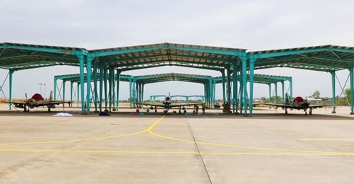 A-29 Super Tucanos under the new sunshades at Nigerian Air Force Base Kainji.