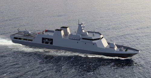 A computer-generated image of the OPV that is being built by Hyundai Heavy Industries for the Philippine Navy. Hanwha Systems has secured a contract to provide its combat management system (CMS) and tactical datalink (TDL) for the OPV.