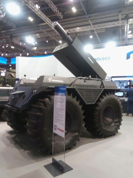 Rheinmetall unveiled a Mission Master XT UGV with an MBDA Brimstone missile launcher at DSEI 2021.