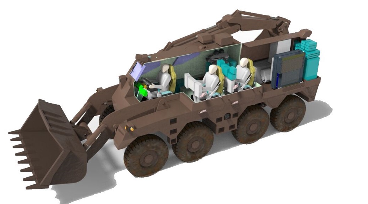 An artist's impression of a Texelis/CNIM MAC 8×8 in travelling configuration.