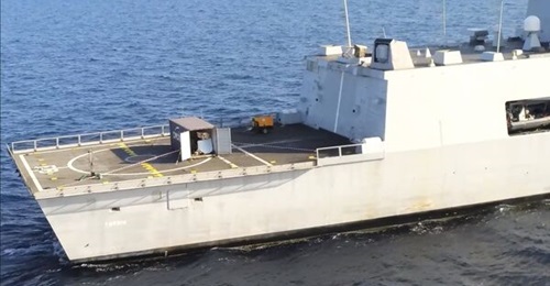 The HELMA-P LDEW prototype was housed in a containerised shelter installed on 
        
         fight deck.