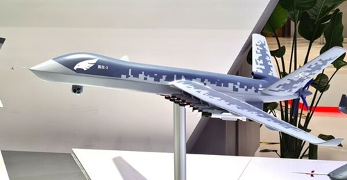 A 1:10 scale model of the AVIC Wing Loong-X (WL-X) displayed at the Paris Air Show 2023.