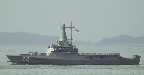 The Independence-class Littoral Mission Vessel, RSS 
        
        . Its sister vessel, RSS 
        
        , has carried out the class' inaugural firing of the VL MICA anti-air missile at Exercise 'Pacific Griffin' 2023.