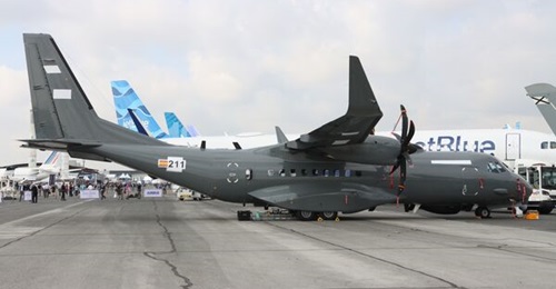 The first of three new C295s for the Irish Air Corps (two of which are configured for the maritime patrol role) seen on the static display line at the Paris Airt Show the week prior to delivery to Ireland.