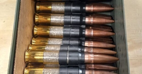 Nammo MAC displays its .50-calibre polymer-cased ammunition at Modern Day Marine 2023 in Washington, DC.