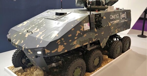 The MTR at DSEI 2021, mocked up as an armoured air defence platform.