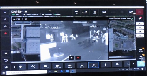 The Rheinmetall digital backbone UGV control network is displayed at DSEI 2021 showing the output from the surveillance vehicle.