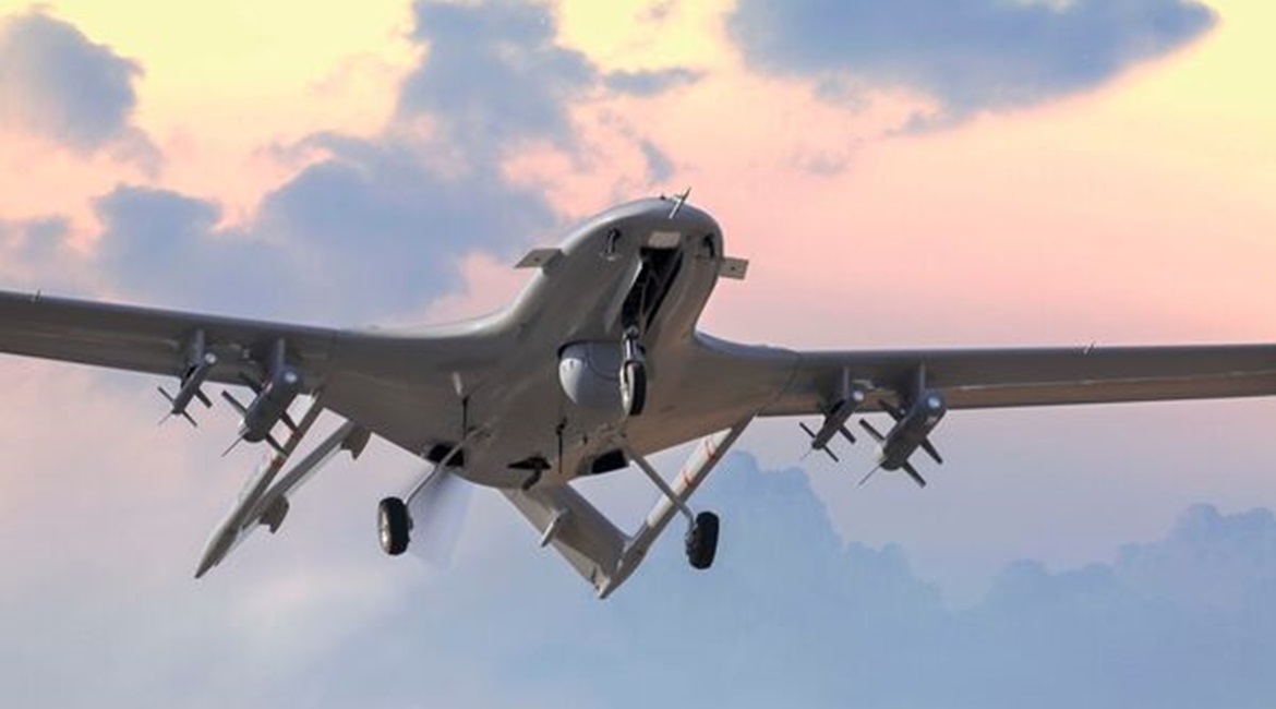 The Turkish built Bayraktar TB2 is a single-engined MALE UAV that can carry a range of air-to-surface weaponry.