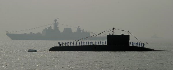 An Indian Navy Shishumar-class submarine, seen here during a 2011 fleet review. The country has recently awarded a contract to upgrade its second Shishumar-class submarine.