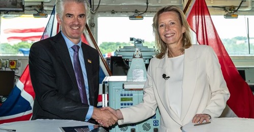 UK Minister of State for Defence Procurement James Cartlidge and Dutch Defence Minister Kajsa Ollongren are pictured signing an MOU on 30 June in Den Helder under which the two countries have agreed to further collaborate on future amphibious exercises...
