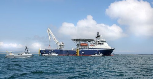 The RN's new minehunting mother ship, RFA 
        
        , conducts its first series of trials with the service's autonomous MCM USVs RNMB 
        
        , 
        
        , and