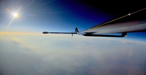 The PHASA-35 HAPS seen operating in the stratosphere during its recent milestone flight.