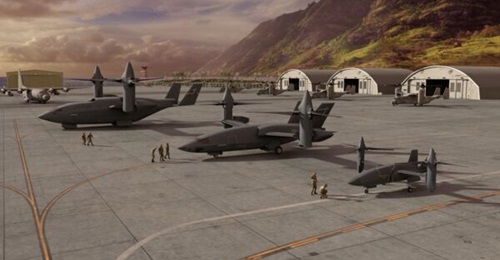 Bell's concepts for the AFWERX High-Speed Vertical Take-off and Landing (HSVTOL) Concept Challenge. (From left) The Heavy, Medium, and Light models.
