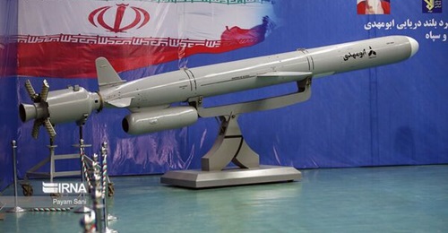 One of the Abu Mahdi long-range anti-ship missiles that was displayed during the induction ceremony.