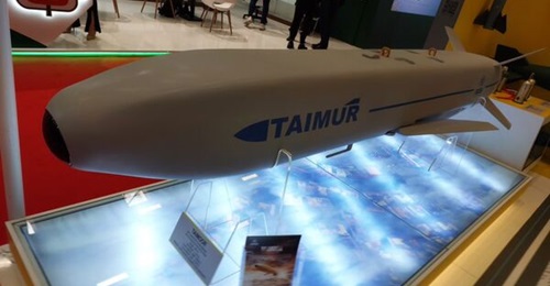 GIDS Taimur air-launched cruise missile prototype at the IDEF 2023 show.