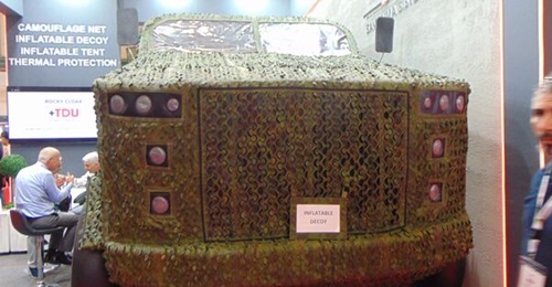 TDU Defense Systems presented a Kirpi armoured vehicle decoy and personnel thermal protectors that look like rocks at IDEF 2023.