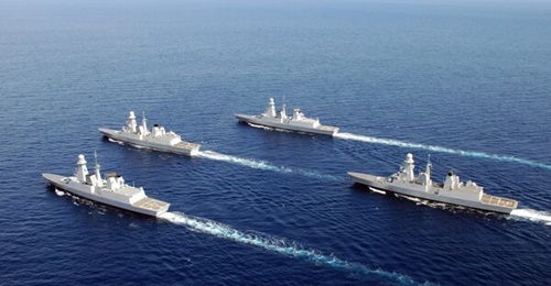 The four Horizon-class anti-air warfare frigates in service with the navies of France and Italy.