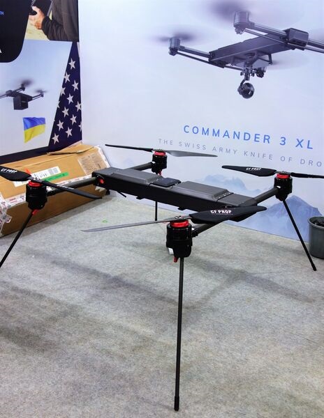 The fuselage of Draganfly's Commander 3 XL UAV consists of a rectangular tube, enabling the airframe to be packed down into a transportable case.