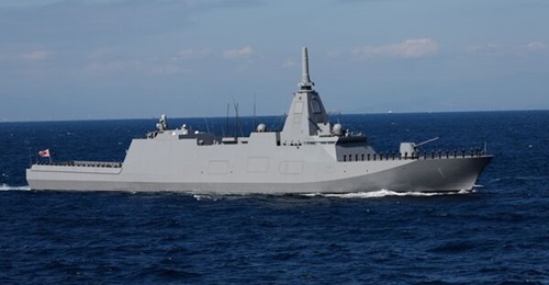 JS 
        
         seen here at an International Fleet Review commemorating the 70th anniversary of the founding of the 
        
         at Sagami Bay.
