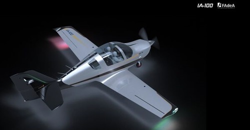 A digital rendering of FAdeA's IA-100 trainer aircraft.
